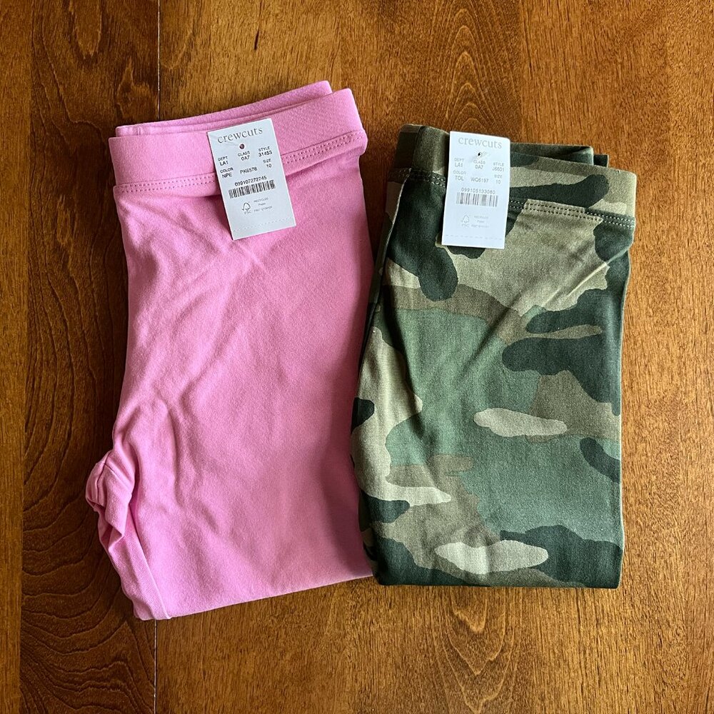 J. Crew pink and camo leggings 10 NWT
